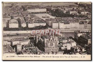 Lyon Old Postcard Panorama Place Bellecour View from the & # 39ascenseur Towe...