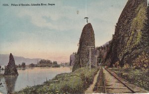 COLUMBIA RIVER, Oregon, 1900-1910s; Pillars Of Hercules, Railroad