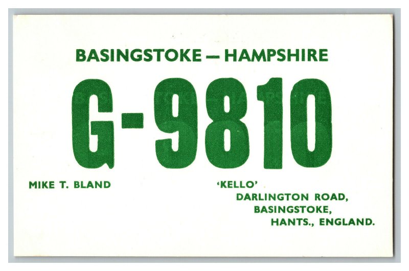 Postcard QSL Radio Card From Basingstoke Hampshire England G-9810 