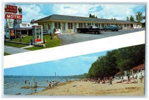 1963 Rip Van Winkle Motel Exterior Signage Plattsburgh New York NY Tree Postcard