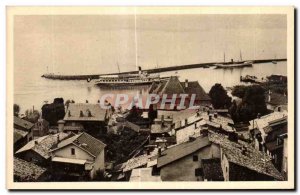 Old Postcard Thonon baths Boat Harbor Shores