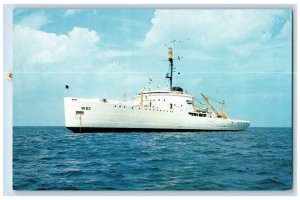 c1960 Great Lakes Icebreaker US Coast Guard Cutter Mackinaw Shipping MI Postcard