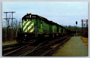 Railroad Postcard - Burlington Northern RR #7052 & 6797