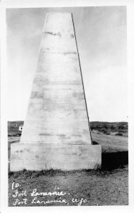 F83/ Fort Loramie Wyoming Postcard RPPC c1930s Oregon Trail Monument