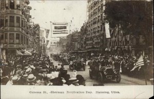 Utica New York NY Genesee St. Sherman Notification Day Taft Real Photo Postcard