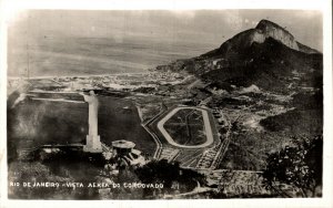 Brazil Rio De Janeiro Vista Aerea Do Corcovado Vintage RPPC 08.51