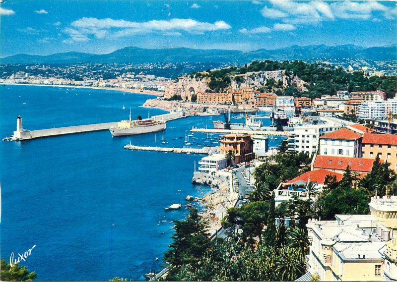 France Nice port view ship Postcard