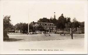 Salt Spring Island BC Tennis Courts Harbour House c1945 RPPC Postcard E75