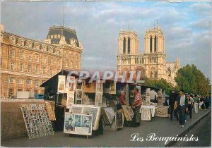 Modern Postcard Paris Notre Dame and booksellers