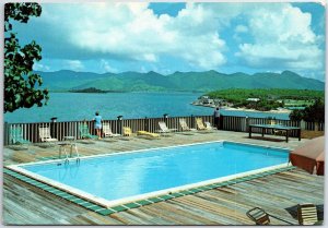 VINTAGE CONTINENTAL SIZE POSTCARD HOTEL LAGOON VIEW IN ST. MAARTEN'S LOWLANDS 