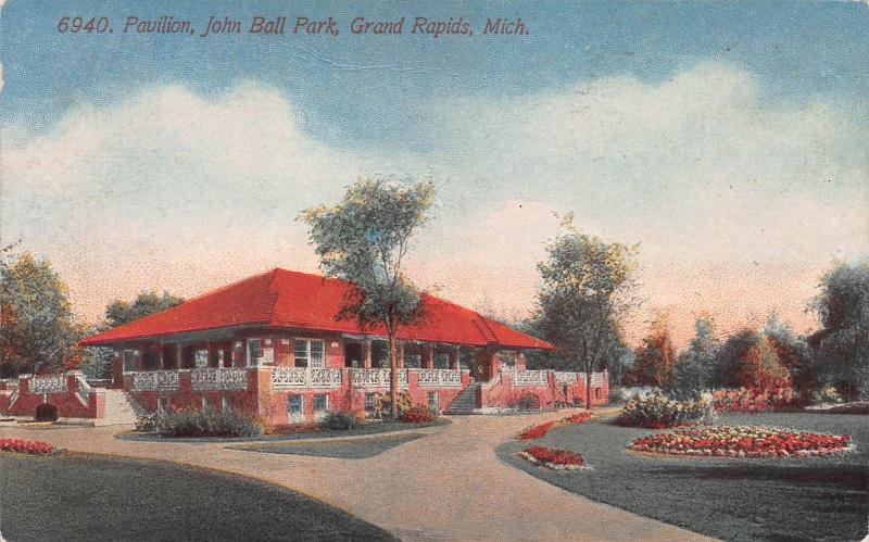 Pavilion, John Ball Park, Grand Rapids, Michigan, Early Postcard, Used in 1913