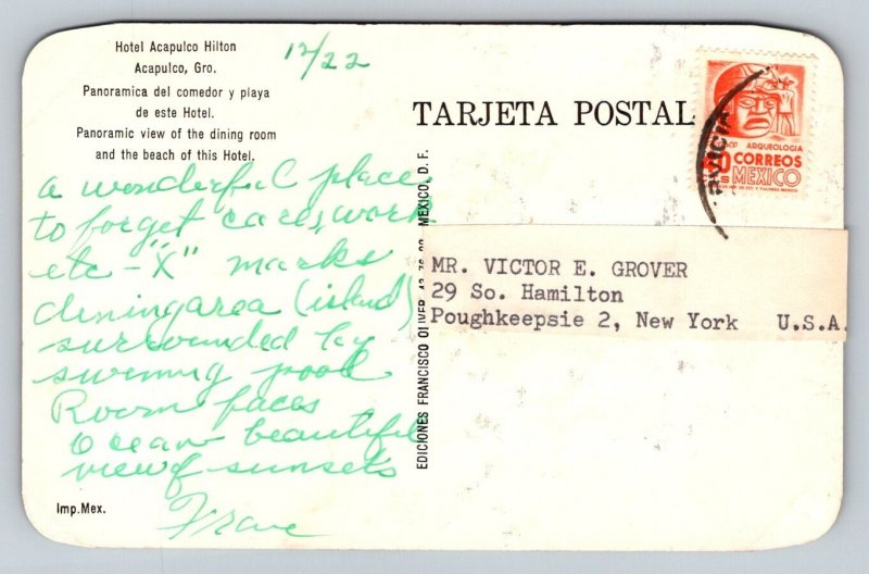 Hotel Acapulco Hilton  Mexico   Postcard