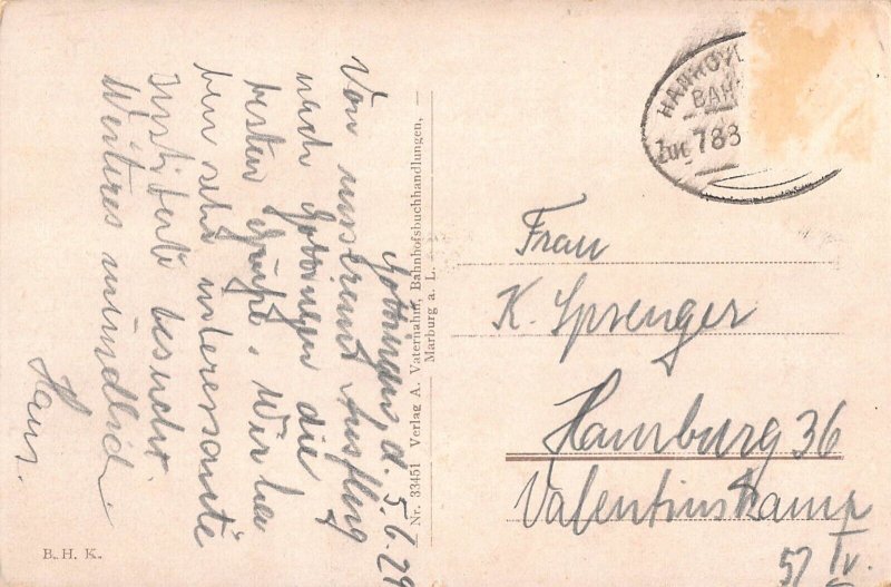 L052 Germany 1929 Goettingen Gaenseliesel Brunnen Fountain vintage postcard