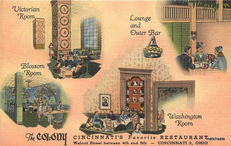 1940s Colony Restaurant multi View Cincinnati Ohio Teich postcard 10459