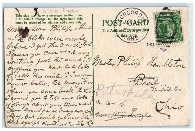 1911 Valentine Girls Reading Letter Comb The Dawn Of Love Concordia KS Postcard 