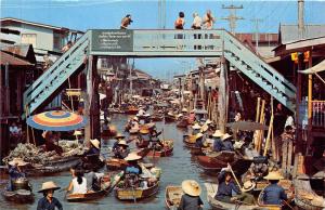 B90175 floating market and wooden bridge rajburi thailand damnonsaduak   14x9cm