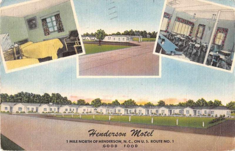 Henderson North Carolina Henderson Motel Antique Postcard J52968