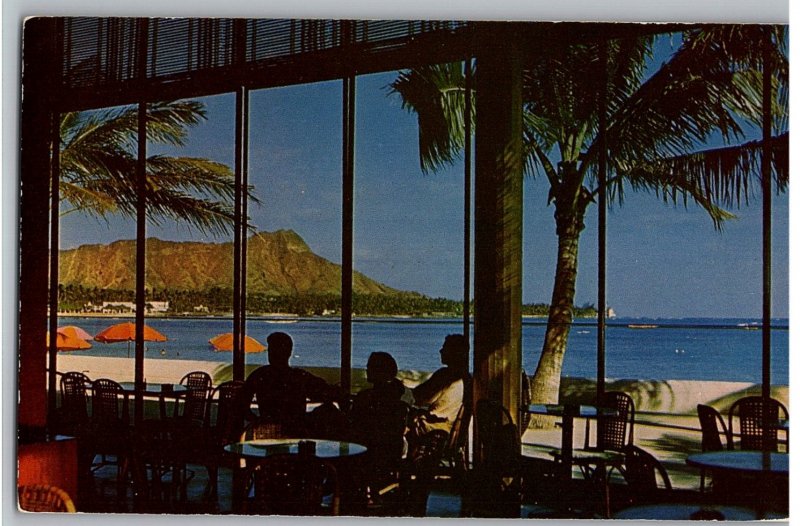 Cocktail Lanai Royal Hawaiian Views of Beach Diamond Head Hawaii Postcard