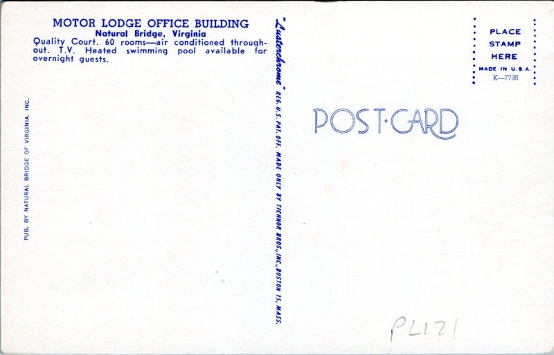 Postcard VA Natural Bridge - Motor Lodge Office Building