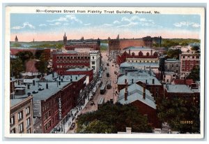c1920's Congress Street from Fidelity Trust Building Portland Maine ME Postcard 