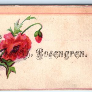 c1880s Ernest Rosengren Name Calling Trade Card Flower Litho Visiting Old C1