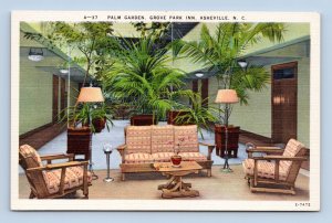 Palm Garden Grove Park Inn Asheville North Carolina NC UNP Linen Postcard O3