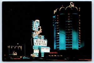 LAS VEGAS, Nevada NV ~ Night Neon SANDS CASINO Wayne Newton 1979~ 4x6 Postcard