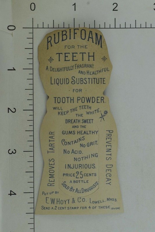 Die-Cut Bookmark Hoyt's German Cologne Rubifoam Tooth Powder Girl In Bonnet P101 