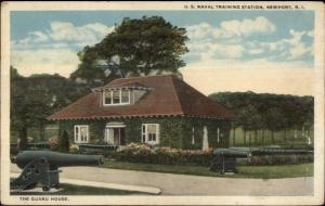 Newport RI Naval Training Station Bldg & Cannons c1920 Postcard