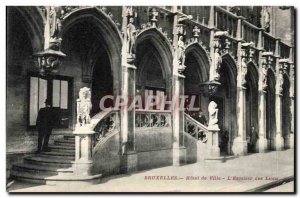 Postcard Brussels Old Town Hotel L & # 39escalier lions