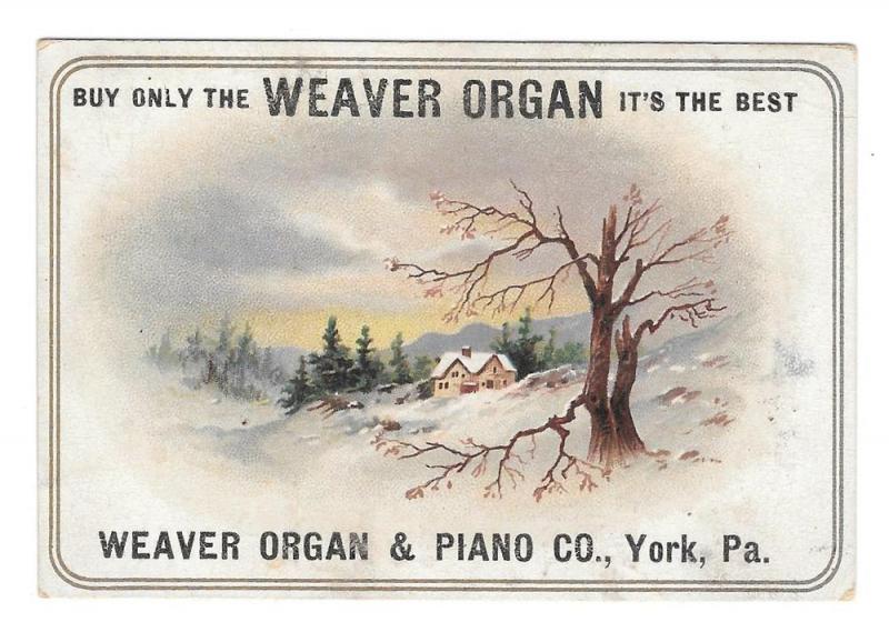 Weaver Organ Piano Co York PA Victorian Trade Card Winter