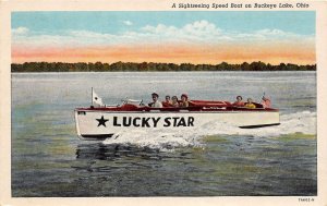 J68/ Buckeye Lake Newark Ohio Postcard c1910 Sightseeing Speed Boat 270