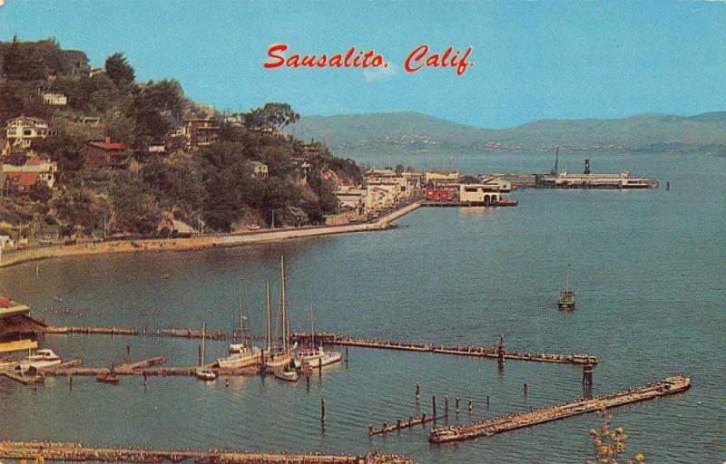 Sausalito California Main Street  and Harbor View Vintage Postcard JD933959