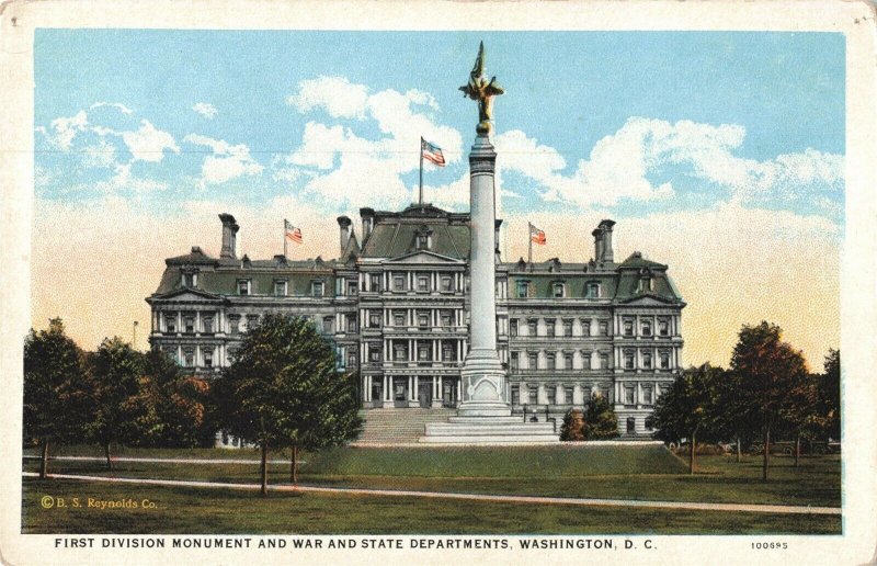 c.1915-30 WWI First Division Monument War State Washington D.C. Postcard 2T6-530