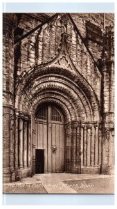 Durham Cathedral North Door England Black And White Postcard