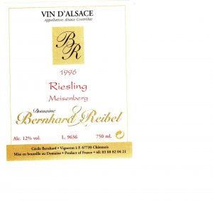 Vin DAlsace, Riesling 1996, Original Vintage Wine Bottle Label