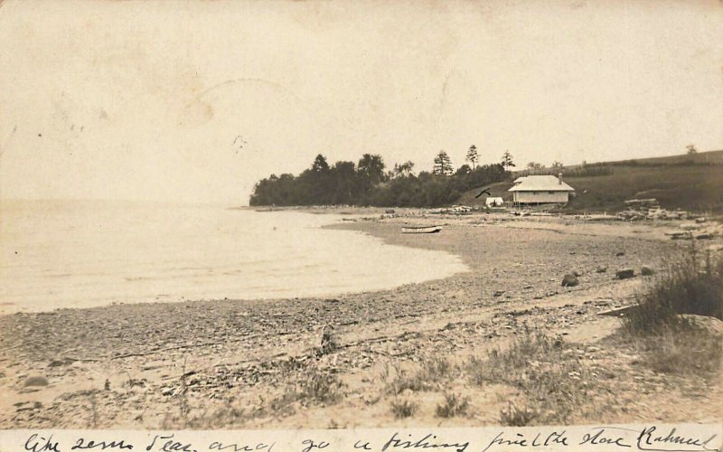 Searsport ME Coastal View Boat Yard Real Photo Postcard