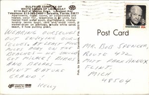 Gulfside Complex White Sands Longboat Key Sarasota FL Florida Postcard PM Cancel 