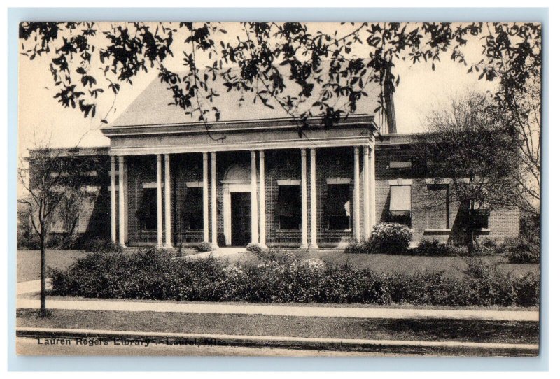 c1920s Entrance View, Lauren Rogers Library Laurel Mississippi MS Postcard 