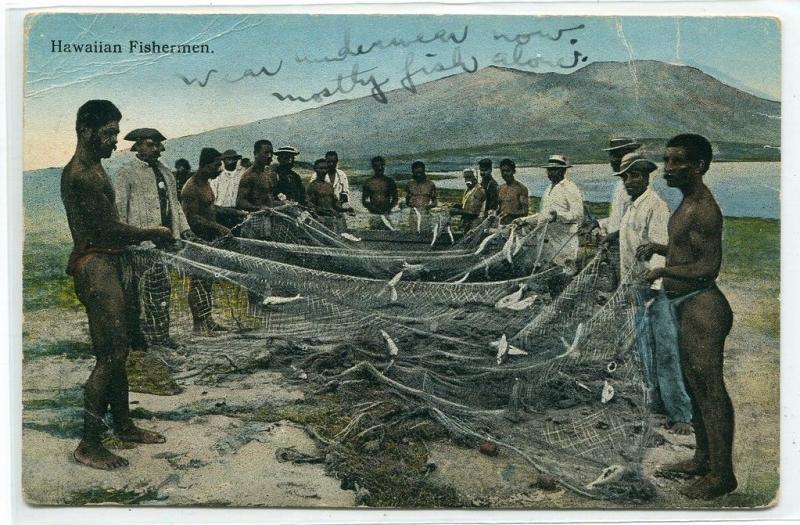 Hawaiian Fishermen Nets Hawaii 1910c postcard