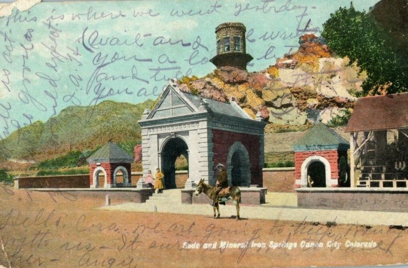 C.1908 Soda & Mineral Iron Springs Canon City, CO Postcard P186