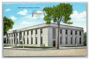 Vintage 1947 Postcard US Post Office Building West 3rd Street Marion Indiana