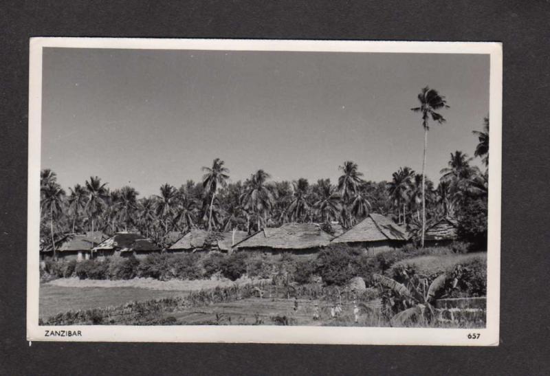 Zanzibar Tanzanian Tanzania Village Huts Real Photo RPPC Postcard Africa