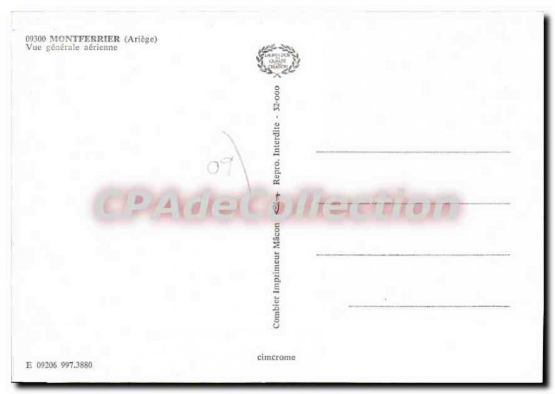 Postcard Old Montferrier Ariege General Aerial view