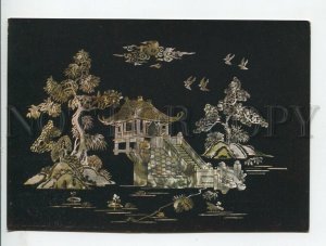 454228 1957 Vietnam exhibition Moscow lacquered tray w/ mother-of-pearl inlay
