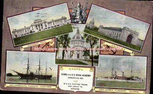 USA Postcard Old Chapel Views on US Naval Academy Annapolis