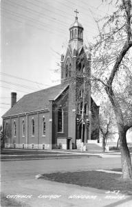 Windom Minnesota~Catholic Church~Steeple with Dome on Top~1940s RPPC Postcard