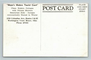 Washington Court House OH- Ohio, Meyer's Modern Tourist Court, Chrome Postcard 