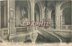 Old Postcard Limoges Interior of City Hotel the Grand Staircase