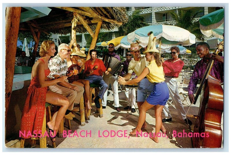 1960 A Hop,Skip and Bongo Beat at Nassau Beach Lodge Nassau Bahamas Postcard